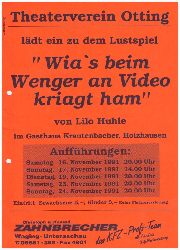 1991 Wia´s beim Wenger an Video kriagt ham